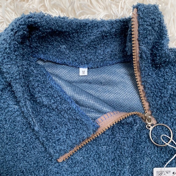 LaMode Fleece Zip Neck Pullover 💗 Blue - Picture 8 of 15